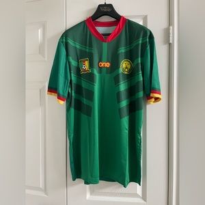 Cameroon and Red Soccer Jersey, hat and scarf package